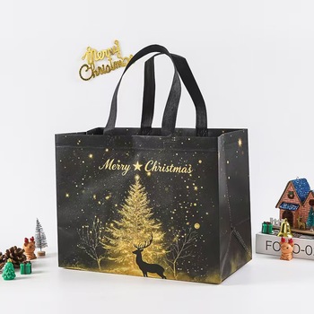 Santa Claus Non-Woven Gift Bags - Festive, Rope Handle