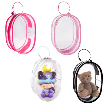 Clear PVC Hanging Plush Doll Pouch - Keychain Bag Organizer