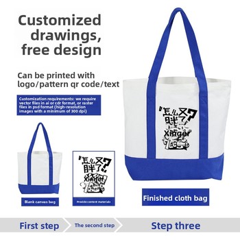 Patchwork Foldable Canvas Tote - Custom Logo, 40x35x10cm