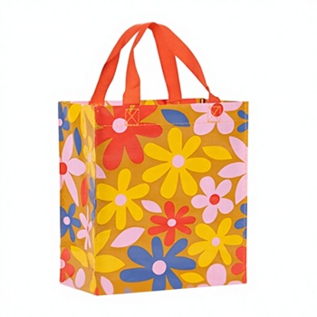 Eco Canvas Shopping Bag - Groovy Flower Print, Sturdy Reusable