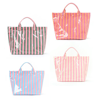 Cross-border-New-Striped-PVC-Tote-Bag.jpg_350x350.jpg Striped PVC Tote Bag - Lightweight Travel, Magnetic Button