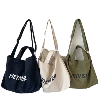 Mini Zipper Pocket Canvas Tote - Crossbody, Single Shoulder