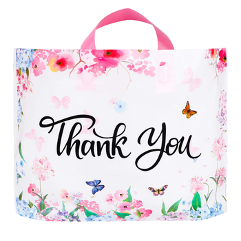 Custom Logo PE Gusset Shopping Bag - Thick Recycled, Handles