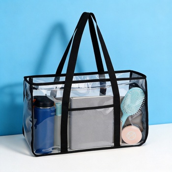 Custom Logo Clear PVC Beach Tote - Waterproof Zipper