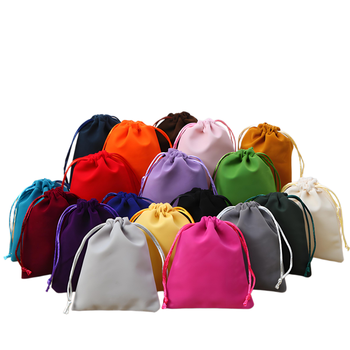 Custom Logo Velvet Drawstring Pouch - Washable Cosmetic Dust Bag