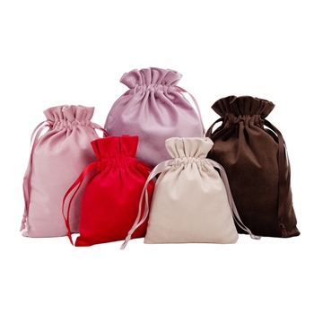 Custom Logo Velvet Tie Top Pouch - Drawstring Jewelry Dust Bag