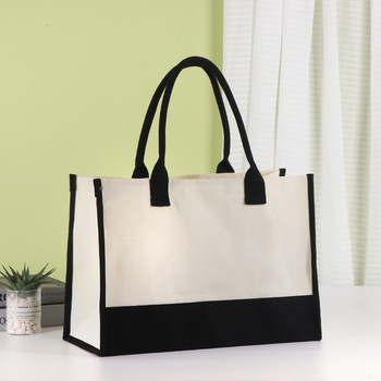 Custom Monogram Canvas Tote - Bridesmaid Contrast Beach Bag