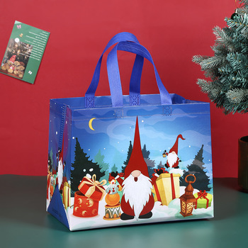 Christmas Non-Woven Laminated Tote - Letter Pattern, Long Handle