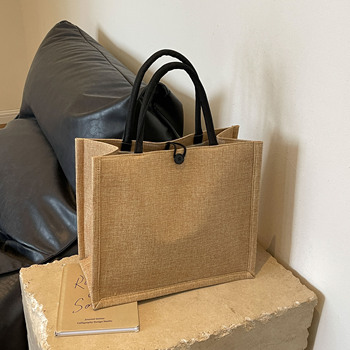 Custom Logo Jute Bag - PE Coated Waterproof, Ribbon Handle
