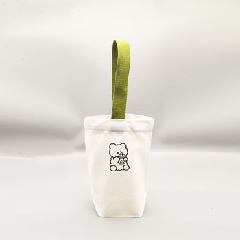 Cartoon Milk Tea Canvas Tote - Coffee Cup Bag for Students