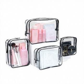 Clear PVC Travel Toiletry Bag - Small Zipper Cosmetic Organizer