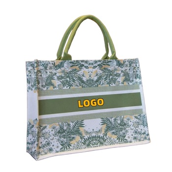 QIAOZHUANG Letter Print Canvas Book Tote - Heavy Duty, Zipper