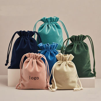 Custom Logo Drawstring Bag - Promotional Velvet Jewelry Pouch