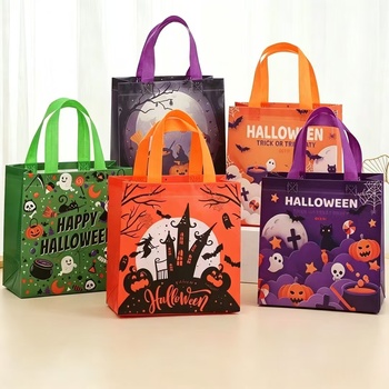 Halloween-Custom-Non-woven-Creative-Tote-Bag.jpg_350x350.jpg Halloween Non-Woven Tote Bag - Pumpkin Candy Gift, Party Props