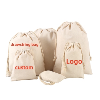 Custom Canvas Drawstring Jewelry Pouch - Rope Ribbon Dust Bag