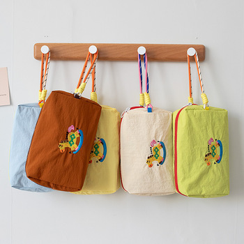 Cartoon Nylon Zipper Makeup Bag - Waterproof, Cute Embroidery