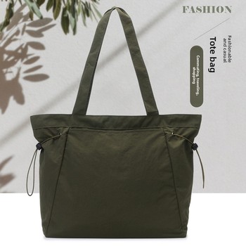 LULU Nylon Zipper Tote Bag - Women's Large Underarm Shoulder
