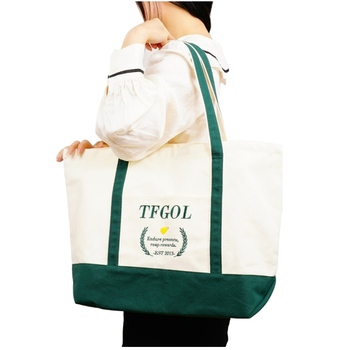 Custom Logo Cotton Canvas Tote - Zipper, Embroidery