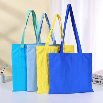 Nylon Wrinkled Canvas Tote - Custom Logo, Macaroon Model 005