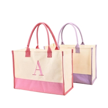 Multicolor Cotton Canvas Tote - Custom Logo, Rope Reusable