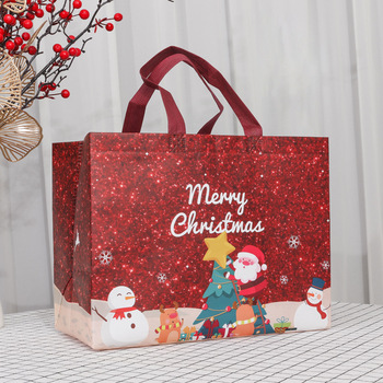 Christmas Non-Woven Tote - Santa Claus Print, Customizable
