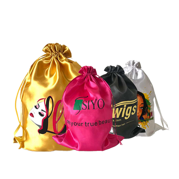Custom Logo Satin Wig Bags - Drawstring Storage Pouch