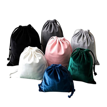 Flocking Velvet Cloth Bundle Pouch - Face Mask Storage, Gray