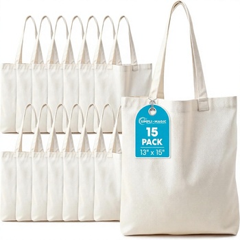 Simpli-Magic Canvas Tote Bags - Two Long Handles, Open Top