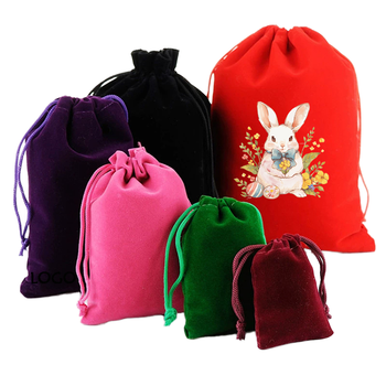 Flocking Drawstring Pouch 5x7cm - Bronzing, Earrings Jewelry