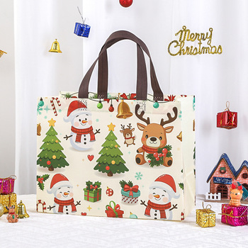 Christmas Non-Woven Gift Bag - Laminated Folding, Hot Pressed