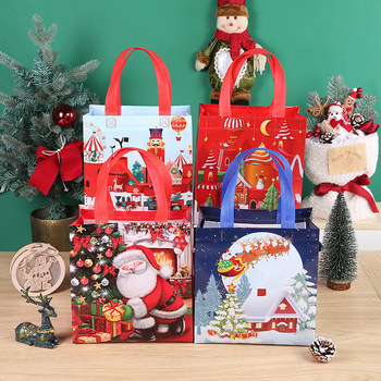 Christmas PP Non-Woven Gift Bags - Ribbon Rope, Thickened
