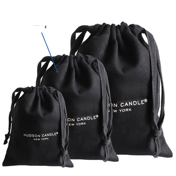Custom Logo Black Canvas Drawstring Bag - Shoe Dust Pouch