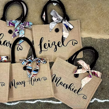 Custom Logo Burlap Jute Wine Tote - Laminated Flexiloop