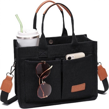 ZHMO Canvas Tote - Crossbody Bag, Snap Button Closure